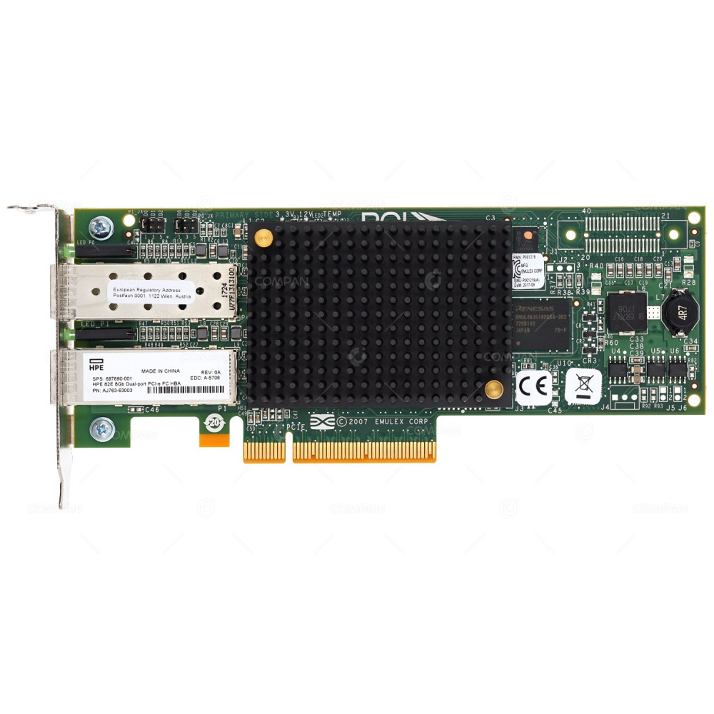 697890-001 LP HP 82E DUAL PORT 8GB SFP FC HBA LOW PROFILE FOR PROLIANT G10